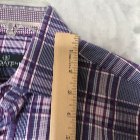 Bugatchi Uomo Shirt Mens Small Purple White Plaid Button Up Long Sleeve Cotton - Picture 10 of 11